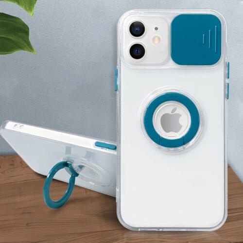 Ring Holder Phone Case For iPhone 11 12 Pro Max Camera Lens Protective Mini X XR XS Max 7 8 Plus SE 2020 Clear Shockproof Cover