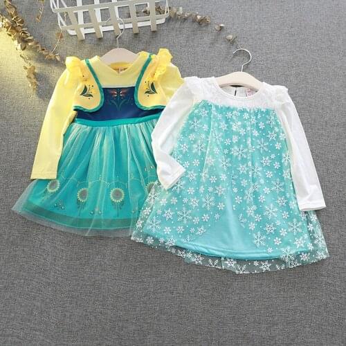 Disney Kids Dresses for Girls Costume Princess Dress Christmas Party Childrens Clothing Embroidered Lace Dancing Elegant