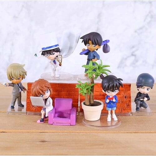 Detective Conan Figures Edogawa Konan Haibara Kaitou Kiddo Ai Hattori Heiji Furuya Rei Akai Shuuichi Desktop Toys 6pcs/set