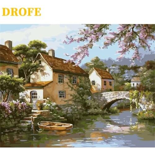 DROFE Frameless port Painting By Numbers modern mural acrylic pigment unique home decoration hand gift 40x50 The scenery