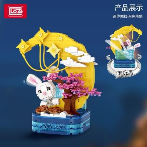 LOZ Blocks Beautiful Moon Rabbit Building Bricks for Children Gifts Fun Toy Kids Brinquedos Girls Present Pen Container 1230