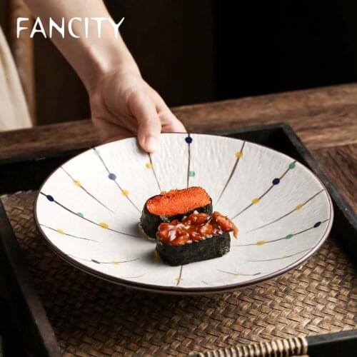 FANCITY Creative personality Japanese ceramic tableware restaurant dish deep dish front dish sushi sashimi dish home fruit salad