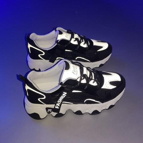 Zapatos mujer Women Shoes Fashion Walking Reflective Color Mesh Breathable Casual Sneakers Platform Wearable Single Shoes U21-11