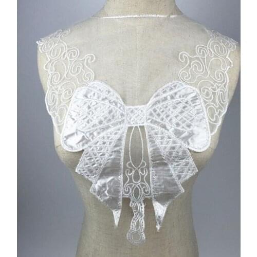 1 Piece Beautiful Design DIY Craft Bow Lace Collar Lady Clothing Accessories Fabric Flower Venise Neckline Lace Sewing Applique