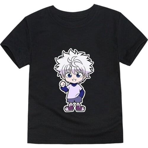 Fashion Print Children Anime T-Shirts Kids Hunter X Hunter Killua Baka Tees Boys/Girls Casual Tops Baby Clothes 2 To 14 Years