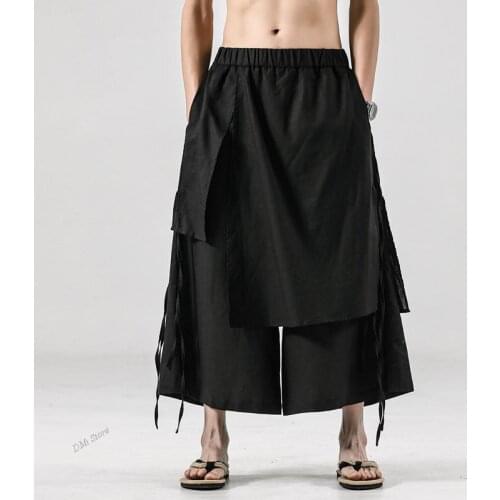 Mens Straight Pants Cotton Linen Leisure Fashionable Harem Pants Male New Loose Elasticated Waist Sweatpants Mens Streetwear