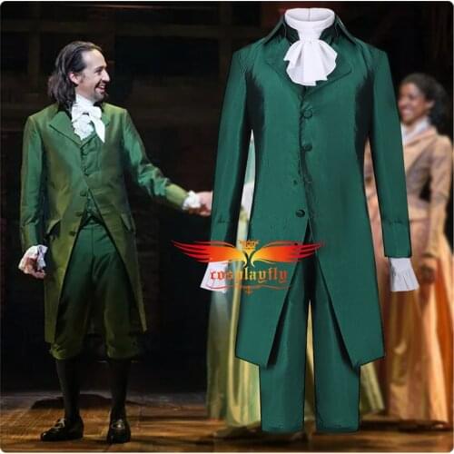 Musical Rock Opera Hamilton Victorian Alexander Cosplay Costume Adult Men Green Outfits for Medieval Halloween carnival In Stock
