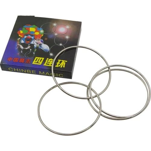 4 Chinese Magic Linking Rings Set Magician Gimmick Close Up Magic Tricks (Dia 10cm)