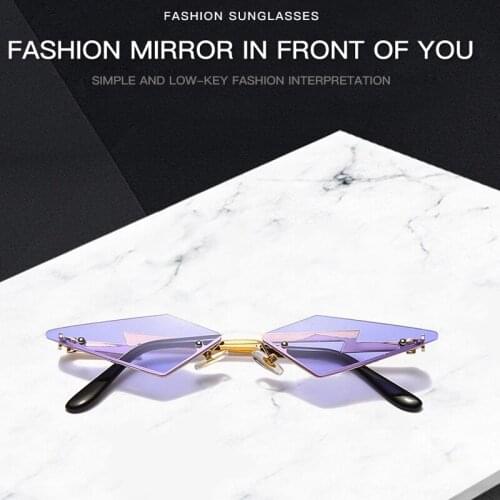 Triangle Eyeglasses Rimless Cat Eye Sunglasses Designer Colorful Eyewear for Female Oculos UV400 Steampunk Sun Glasses Men 2020