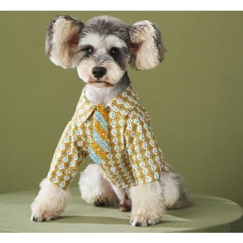 Pet clothes autumn thin floral shirt dog Teddy VIP Corgi Schnauzer cat dog shirt small and medium-sized dogs