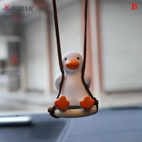 Little Duck Swing Car Pendant Decoration Cute Duck Auto Rear View Mirror Pendant For Car Goods Interior Decoration Accessories