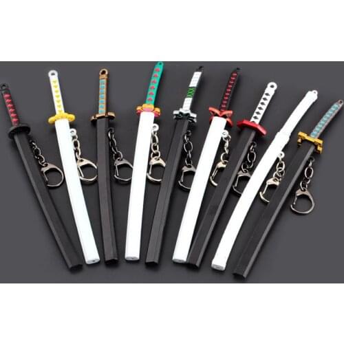 Japans Popular Anime Cartoon Demon Scabbard Blade Samurai With Scabbard Sword Weapon Model Metal Key Chain Pendant K20042
