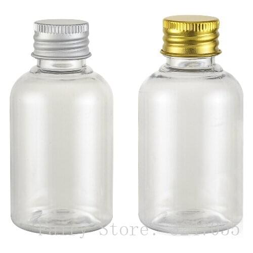 50ml 50pcs/lot Empty PET Cosmetic Clear Emulsion Refillable Lotion Bottle with Aluminum Lid,DIY Portable Makeup Liquid Package