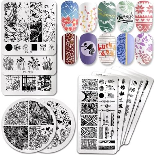 PICT YOU Sweater Pattern Nail Stamping Plates Striped Line Animal Flower Leaves Geometric Stainless Steel Nail Art Image Plate