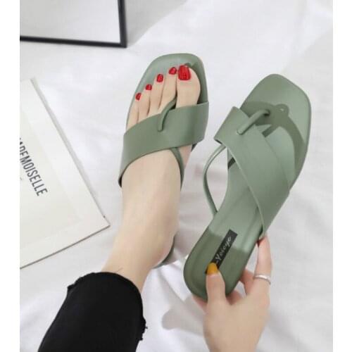 Summer Women Slippers Pu Leather Platform Flat Heels Sewing Thick Sole Beach Outdoor Slides Casual Leisure Sandals Ladies Shoes