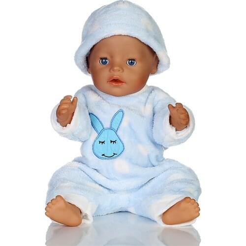 Rabbit Hat+jumpsuits Doll Clothes Wear fit 18 inch 43cm Children best Birthday Gift N282