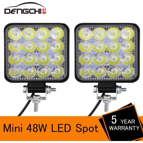 Mini 16LED 27W 48W LED barre de lumière de travail spot carré 12V 24V barre de lampe LED tout-terrain pour camion Offroad 4X4 4W
