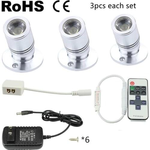 3/4/6/8PCS Led Spotlight Mini Led spot light 12V 1A Power Supply Dimmable Lamp 1W Cabinet Ceiling Down Cupboard Showcase Light
