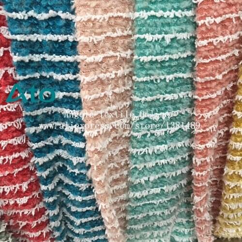 Thick winter Stripped Jacquard wool sweater fleece knitted fabrics supper soft stretchy patchwork cute fabrics