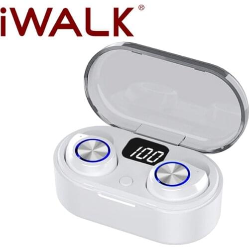 IWALK TWS Bluetooth 5.0 Earphone HIFI Sound Wireless with 350 MAh Charging Case LED Display IPX5 Waterproof Earphones