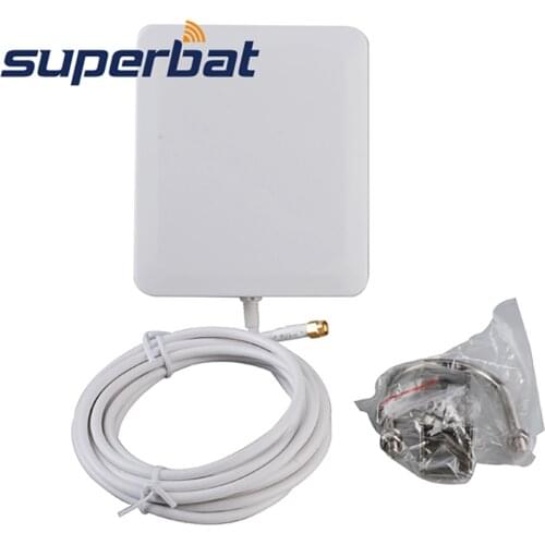 Superbat 10dbi 2300-2700Mhz Signal Booster 4G LTE Antenna 140*120*25mm Aerial Panel Mount RP-SMA Plug 3M Cable for Huawei 4G