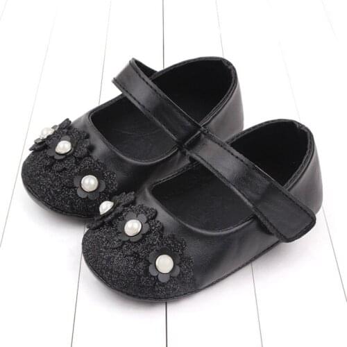 Spring Baby Girl Sweet Princess Shoes Glitter Pearl Leisure Crib Shoes Newborn Rubber Sole Toddler Shoes 2021