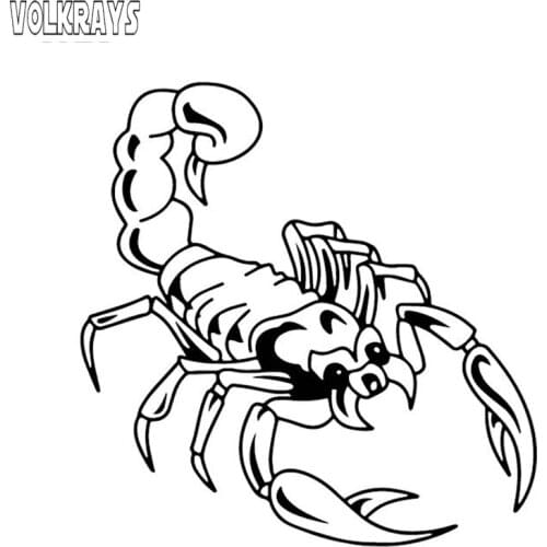 Volkrays Personality Car Sticker Scorpion of Terror Accessories Reflective Waterproof Fashion Vinyl Decal Black/Silver,15cm*14cm