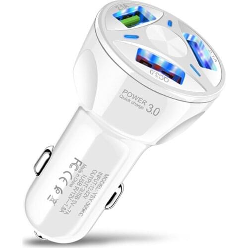 3 Ports USB Charger Cigarette Lighter Fast Charging QC 3.0 Car Charge for iPhone Samsung Huawei Quick Phone Charging Adapter