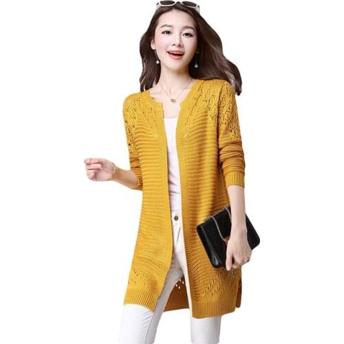 2017 Spring Summer Autumn Thin Knitted Open Stitch Sweater Korean Women Shawl Slim Thin Loose Hollow Out Sweater Coat QH0170
