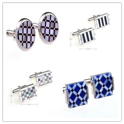 10pairs/lot Cufflinks Sea Shell Pearl With Onyx Cuff Links Copper Cufflinks Vintage Business Style Mens Wedding Jewelry Gift