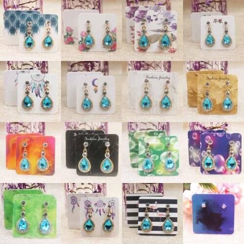 16designs colorful print earring package tag card 5*5cm marble/ flower pattern drop earring packing card 25pcs+25oppbag/lot
