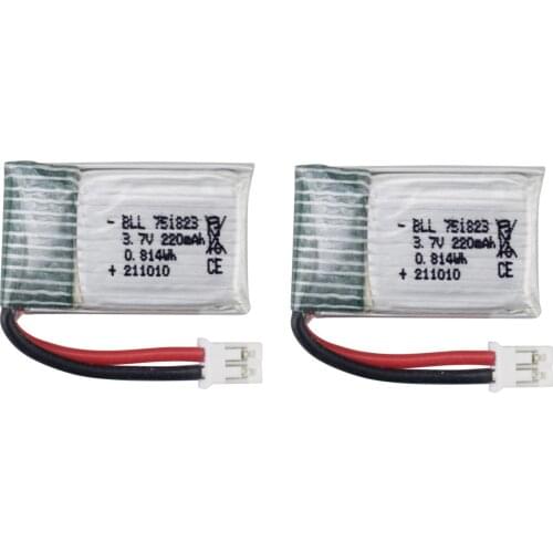 2PCS 3.7V 220mah lithium battery for E010 GoolRC T36 NINHUI NH010 F36 H36 HS210 drone accessories