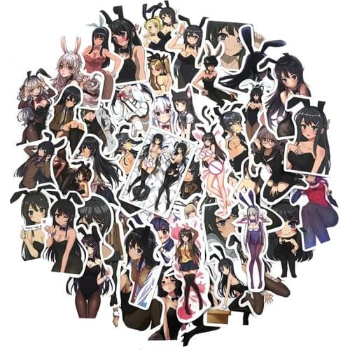 50Pcs Cute Sexy Rabbit Girl Cartoon Stickers For Refrigerator Suitcase Laptop Car Interior Scrapbook DIY PVC Graffiti Stickers