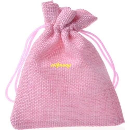 500pcs/lot 9x12cm Wedding Favor Christmas Burlap Jute Gift Bags Colorful Drawstring Pouch storage bag