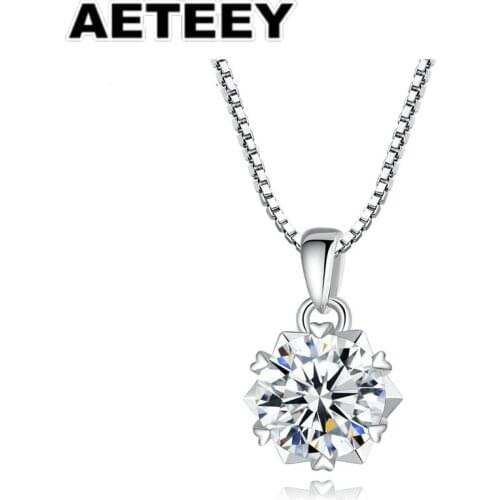 925 Silver 1 Ct VVS1 Diamond Test Geometric Shape Moissanite Pendant Necklace Women Classic Gemstone Necklace JE-02
