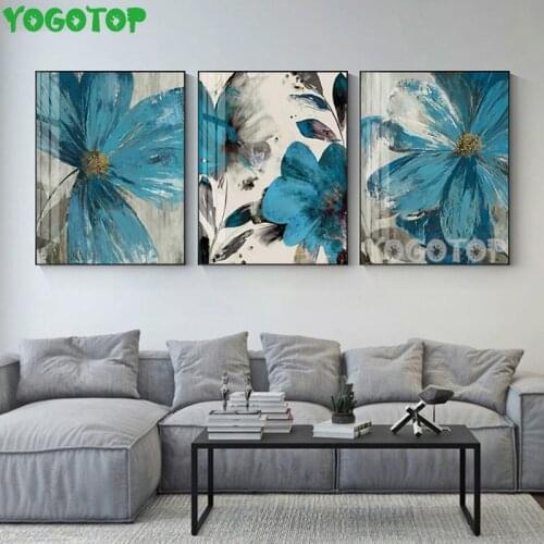 Abstract Blue Flower Diamond Painting Cross Stitch Kits diy Square round handmade 3 Pieces Embroidery Mosaic Pattern Art ML1493