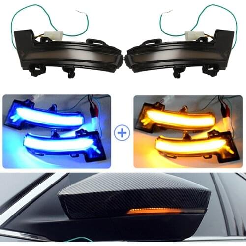 Car Dynamic LED Amber+Blue Turn Signal Blinker for Skoda Octavia 3 Mk3 III A7 5E For-T-Roc Troc T-Cross 2013-2020