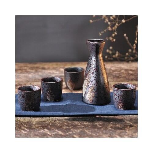 Household sake ware hand painted underglaze ceramic small wine cup pot Japanese white wine set wineware