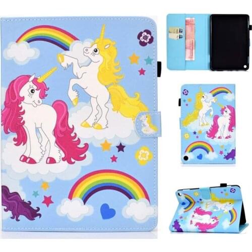 Rainbow Unicorn Panda Flower Lion Case For Amazon Fire HD10 2021 / Fire HD 10 Plus 2021 Tablet Flip Stand PU Leather Cover