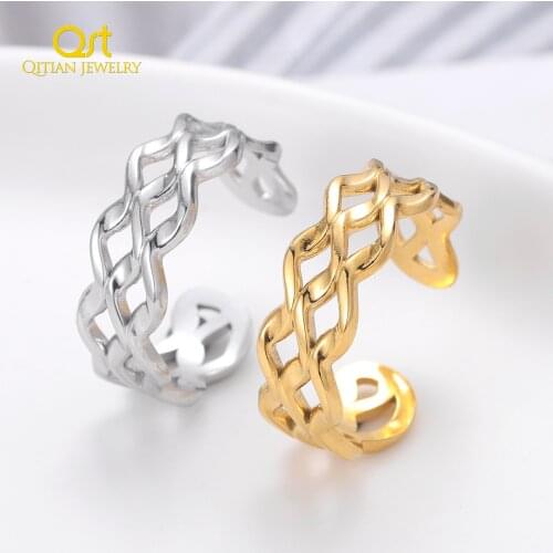 Fashion Ring 2021 Women Gold Stainless Steel Adjustable Rings For Girl Jewelry Party Gift Multiple Loop Connect Ring Waterproof