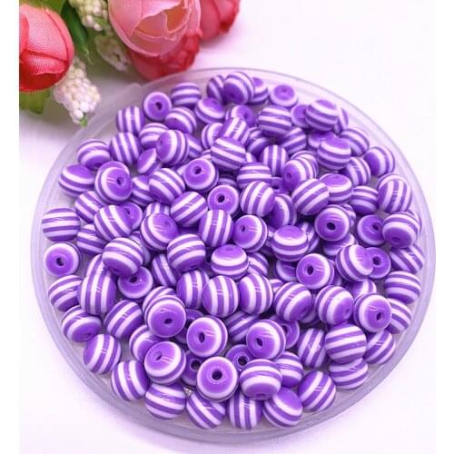 6/8/10/12mm Round Resin Beads Stripe Spacer Beads for Jewelry Making Children Handcraft Department DIY Bracelet Accessories #10