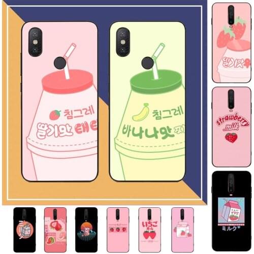 Cute Korea Banana Milk Strawberry Drink Phone Case for Redmi Note 8 7 9 4 6 pro max T X 5A 3 10 lite pro