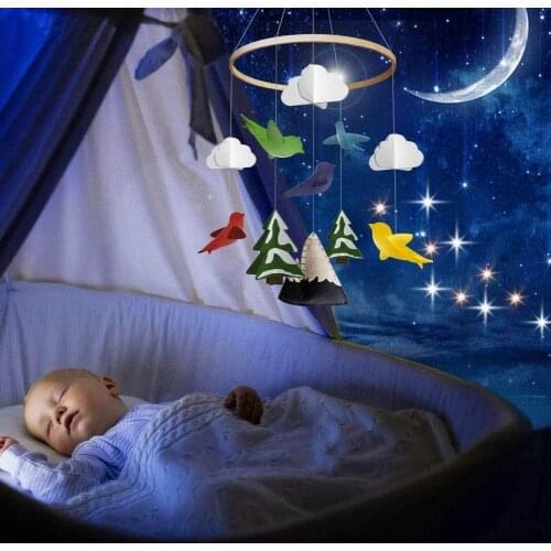 Crib Mobile With Felt Colorful Pigeon Cloud Tree Wind Chime Baby Bed Decoration Newborn Childrens Room Hanging Bed Bell Gift
