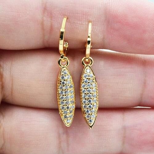 Fashion Jewelry Gold Color Clear Zircon CZ Luxury Dangle Earrings for Women