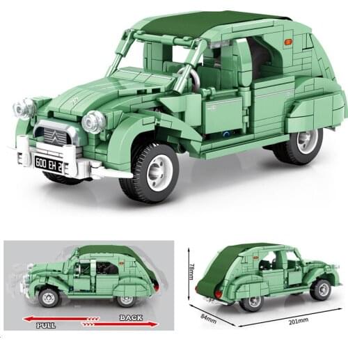 New French Citroen 2CV High-Tech Car Model Building Blocks Pull Back Mini Vehicle Bricks DIY Toys for Children Xmas Gifts