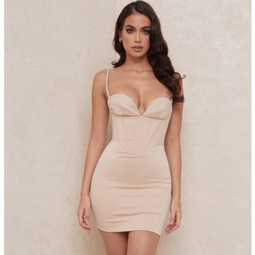 New Arrivals Pink Spaghetti Sexy Summer Dress Women Celebrity Party Club V Neck Vestidos Mini Length White Dress