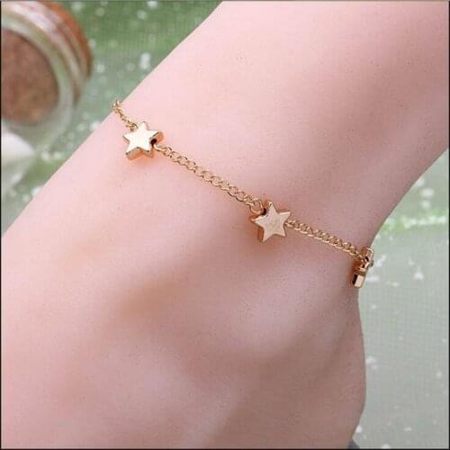 Stars charm pendant Anklet Silver color Gold color Plated Metal chain for Women Gift