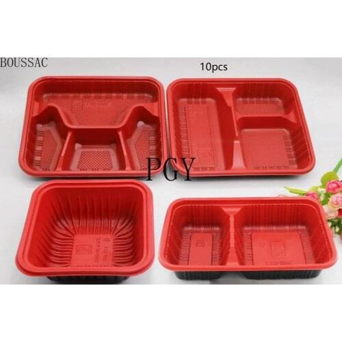 10pcs disposable lunch box plastic takeaway box packaging box multi-compartment environmentally friendly degradable lunch box