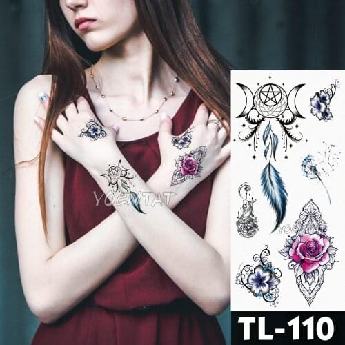 Water Transfer Dream catcher flower Temporary Tattoo Sticker Feather Flowers Totem Pattern body art Waterproof Fake Flash Tattoo