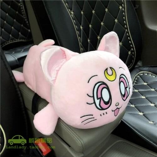 Plush Luna Cat kitty Creative Car Tissue Box Car Accessories For Girls Women Para Auto Cartoon Armrest box Chair back